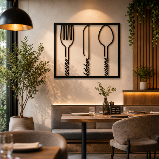 Fork Knife Spoon Kitchen Cuisine Metal Wall Art