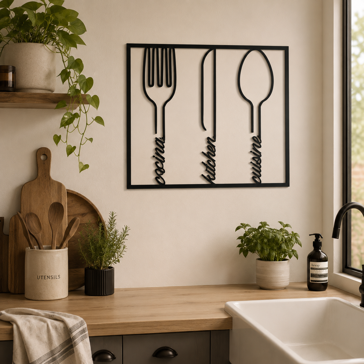 Fork Knife Spoon Kitchen Cuisine Metal Wall Art - view 3