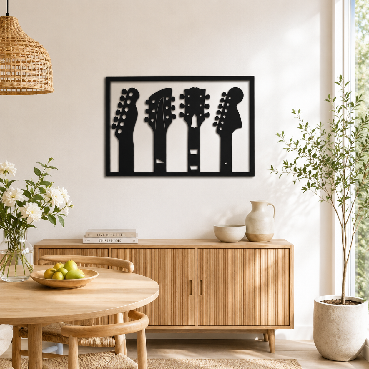 Four Guitar Headstocks Music Metal Wall Art - view 3