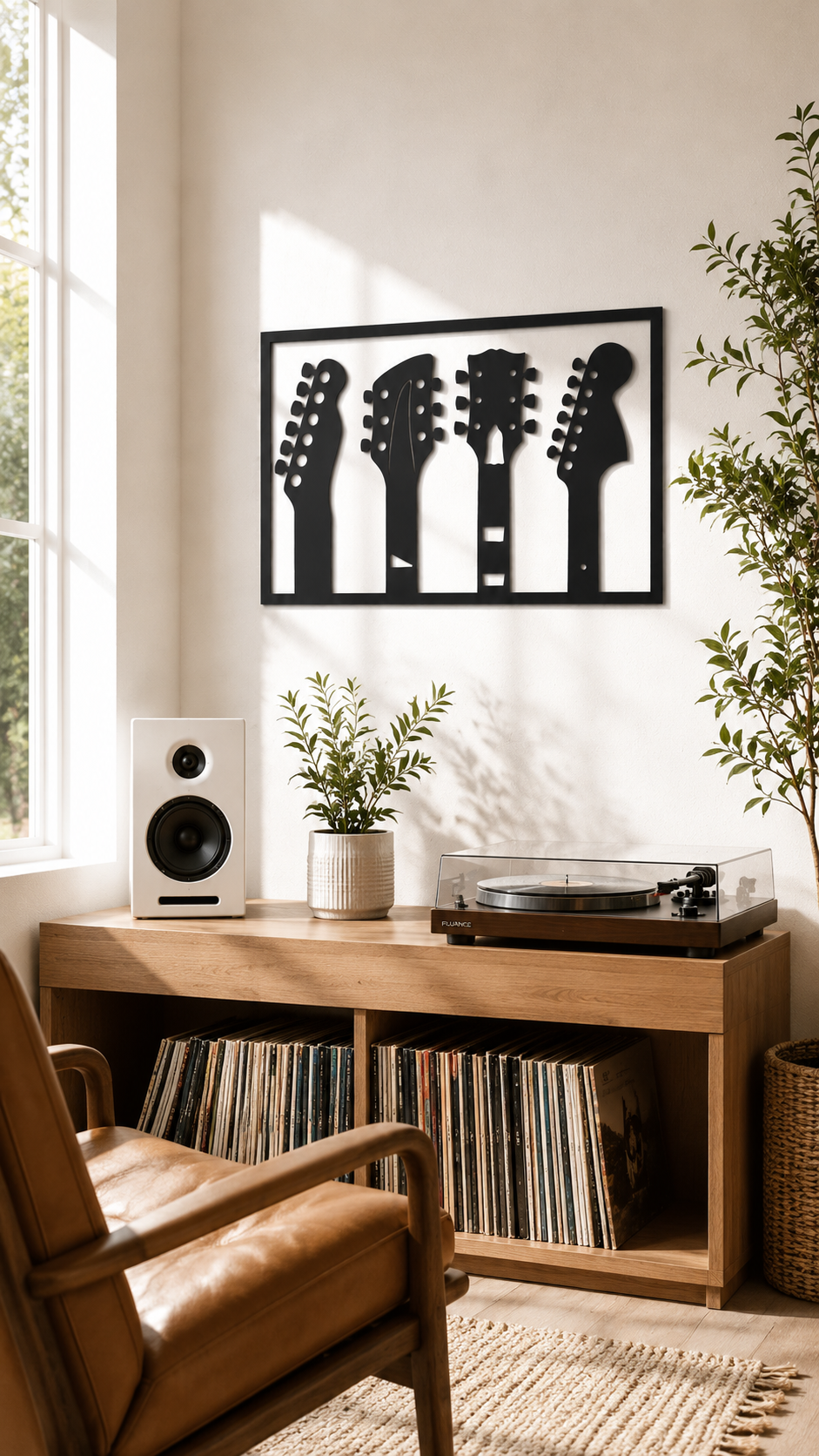 Four Guitar Headstocks Music Metal Wall Art - view 4