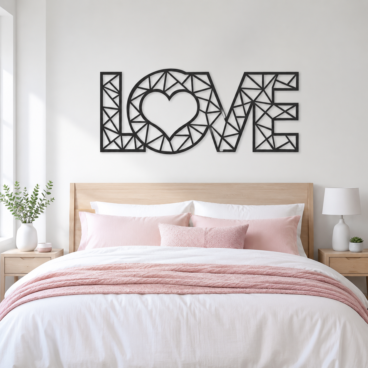 Geometric LOVE Heart Word Metal Wall Art