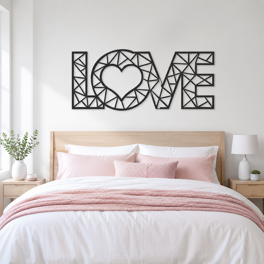 Geometric LOVE Heart Word Metal Wall Art