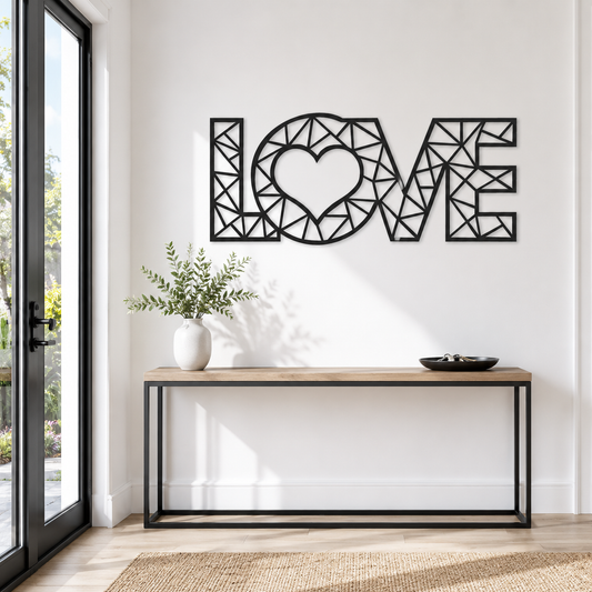 Geometric LOVE Heart Word Metal Wall Art - view 2