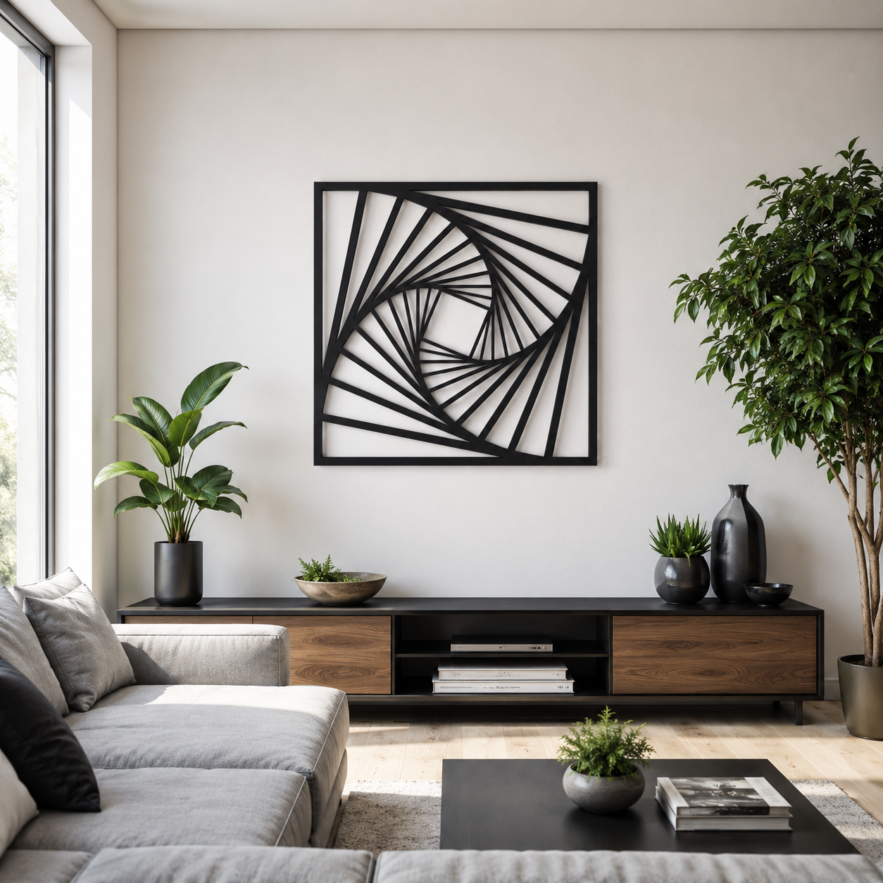 Geometric Spiral Vortex Metal Wall Art - view 2