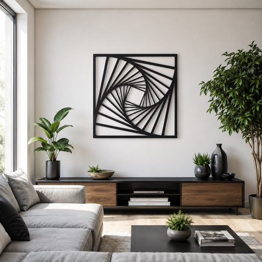 Geometric Spiral Vortex Metal Wall Art - view 2
