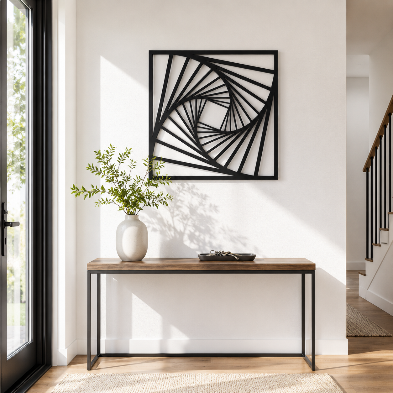 Geometric Spiral Vortex Metal Wall Art - view 3