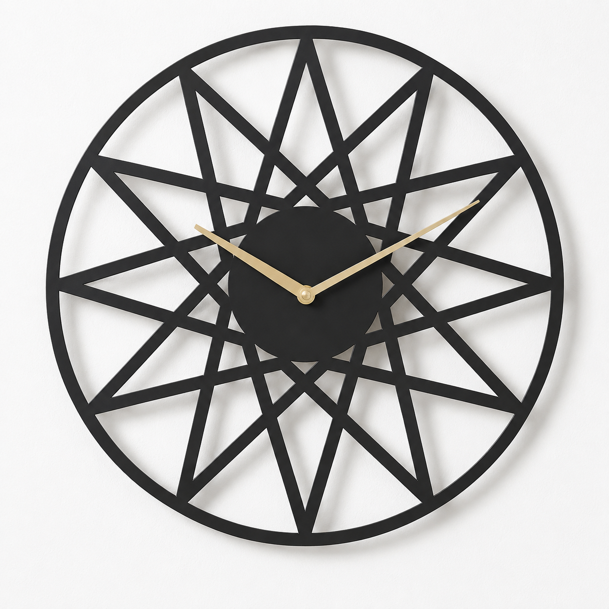 Geometric Starburst Lines Metal Wall Clock