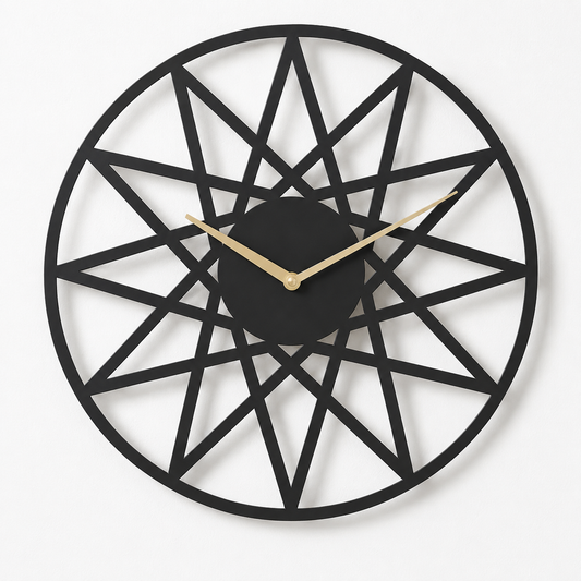Geometric Starburst Lines Metal Wall Clock