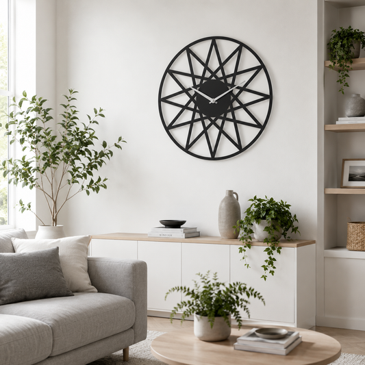 Geometric Starburst Lines Metal Wall Clock - view 2