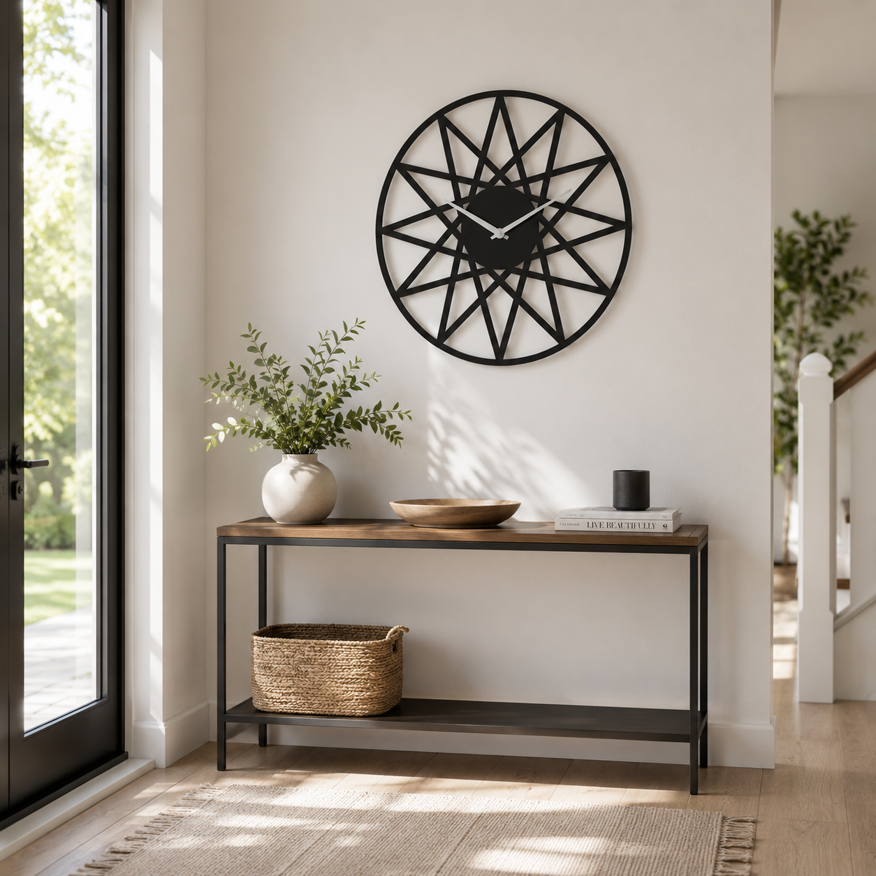 Geometric Starburst Lines Metal Wall Clock - view 3