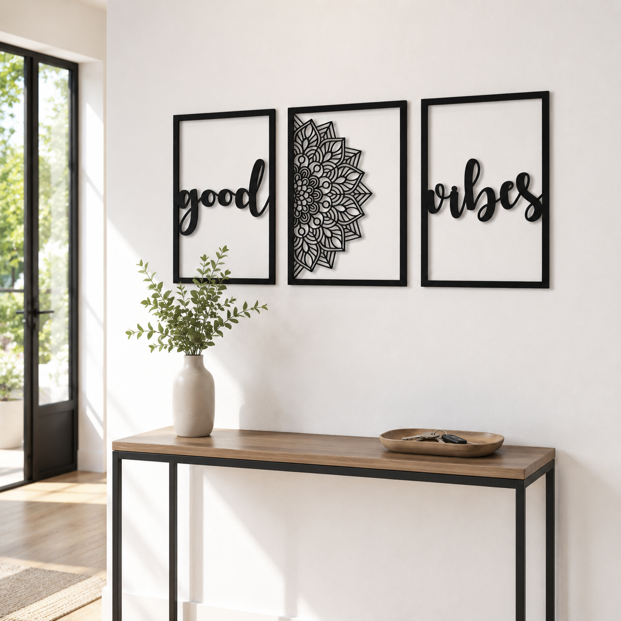 Good Vibes Mandala Three Panel Metal Wall Art - view 3