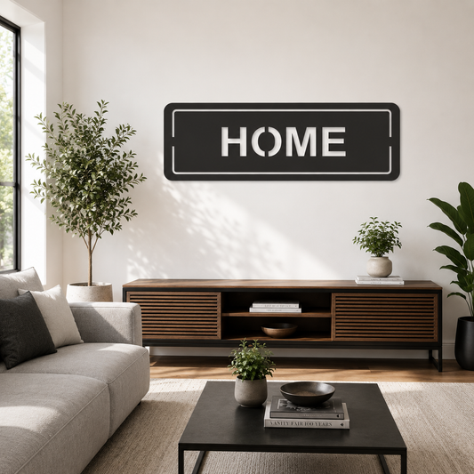 HOME Framed Sign Modern Metal Wall Art