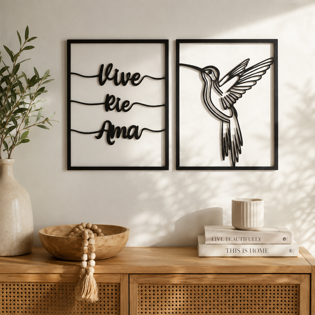 Hummingbird And Script Metal Wall Art