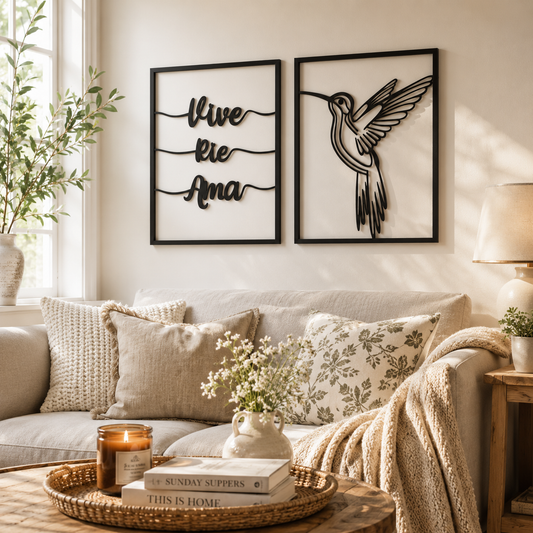 Hummingbird And Script Metal Wall Art - view 2