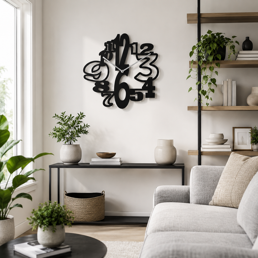 Jumbled Typographic Numbers Metal Wall Clock - view 2