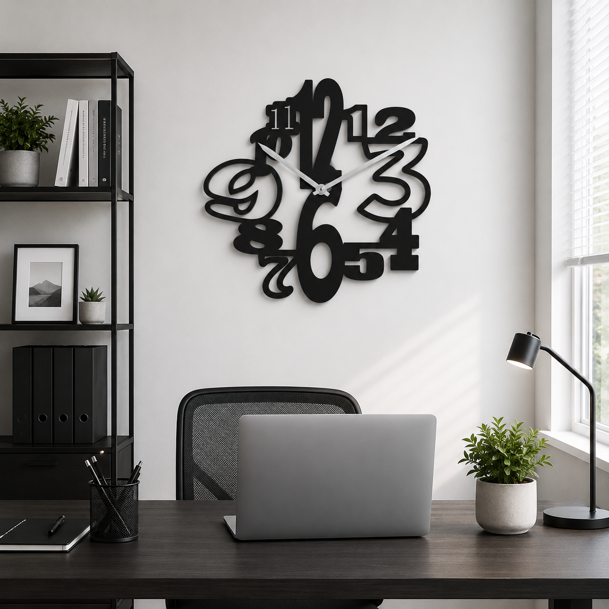 Jumbled Typographic Numbers Metal Wall Clock - view 3