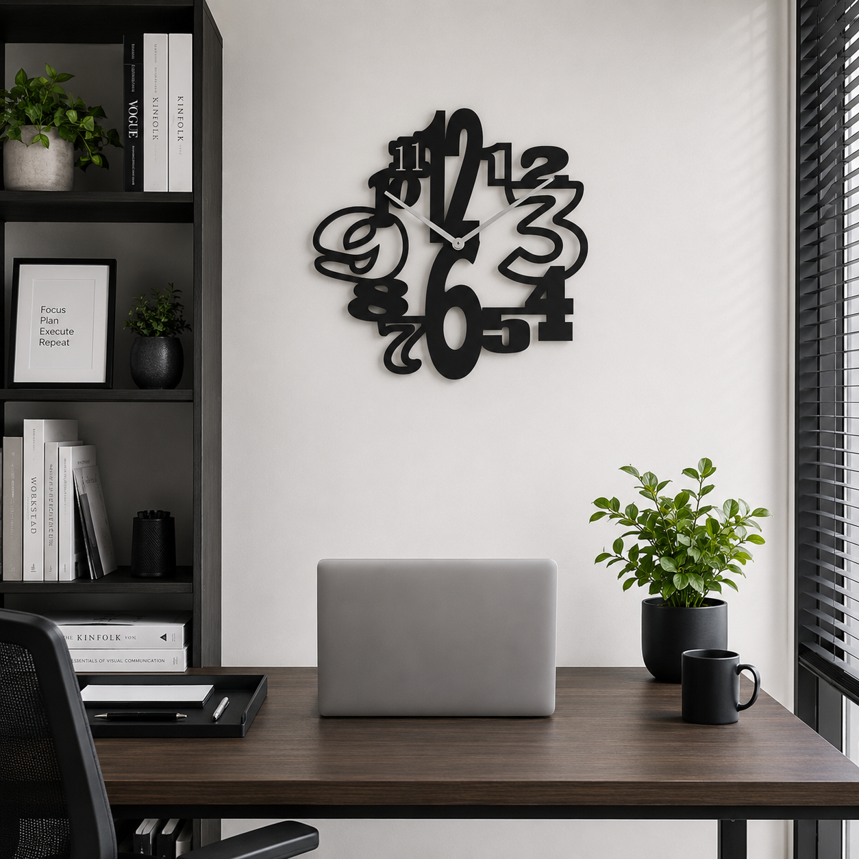 Jumbled Typographic Numbers Metal Wall Clock - view 4