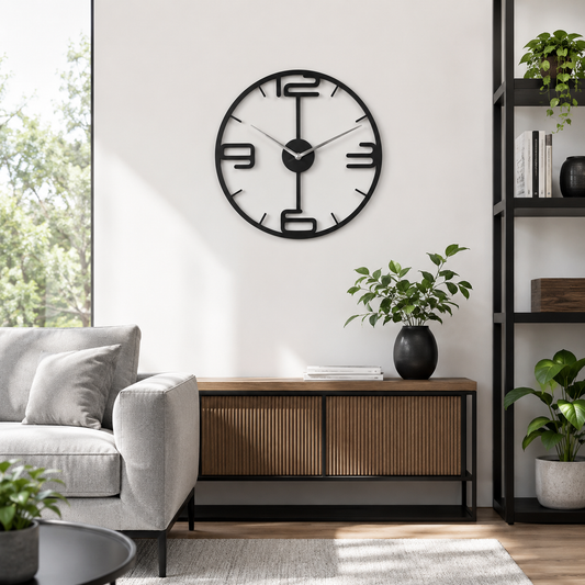 Laser Cut Minimalist Round Metal Wall Clock - view 2