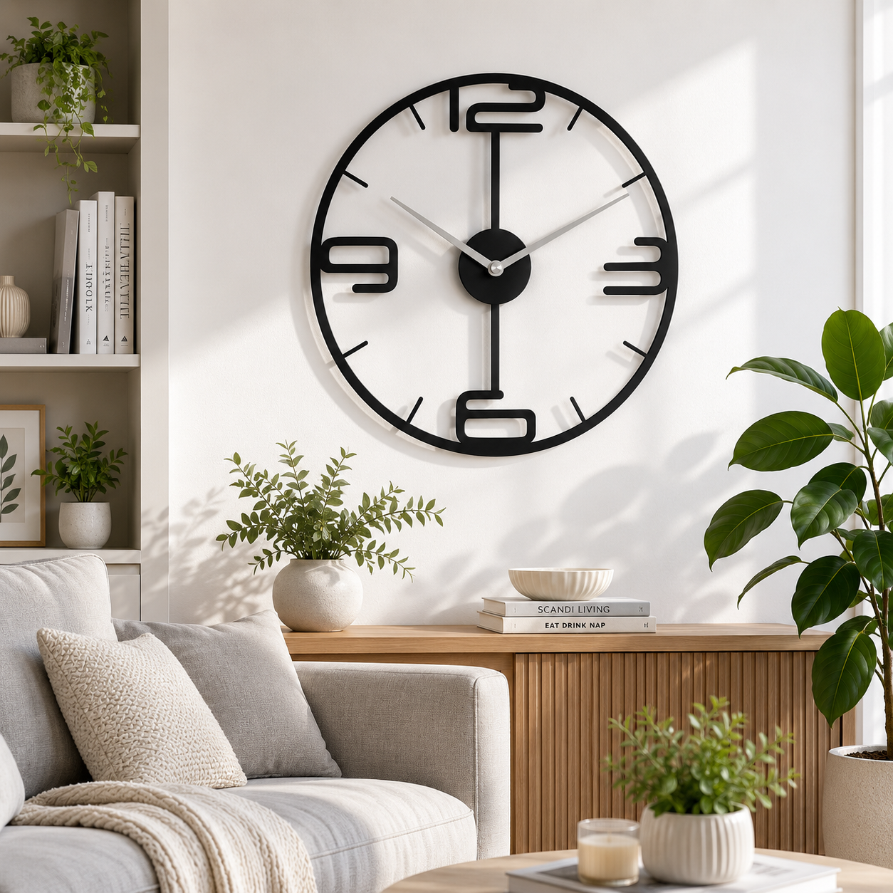 Laser Cut Minimalist Round Metal Wall Clock - view 3