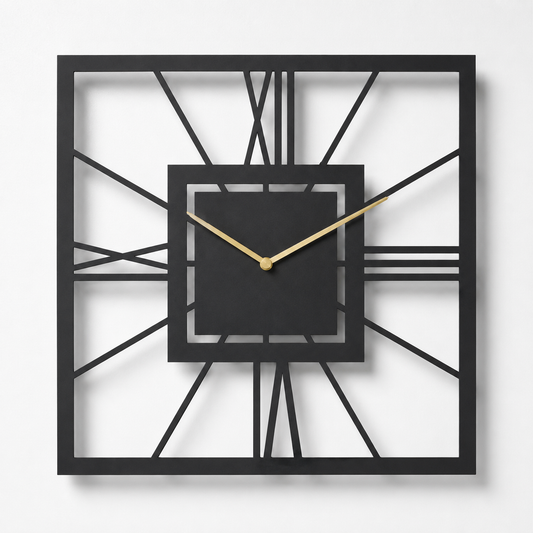 Laser Cut Modern Geometric Square Metal Wall Clock
