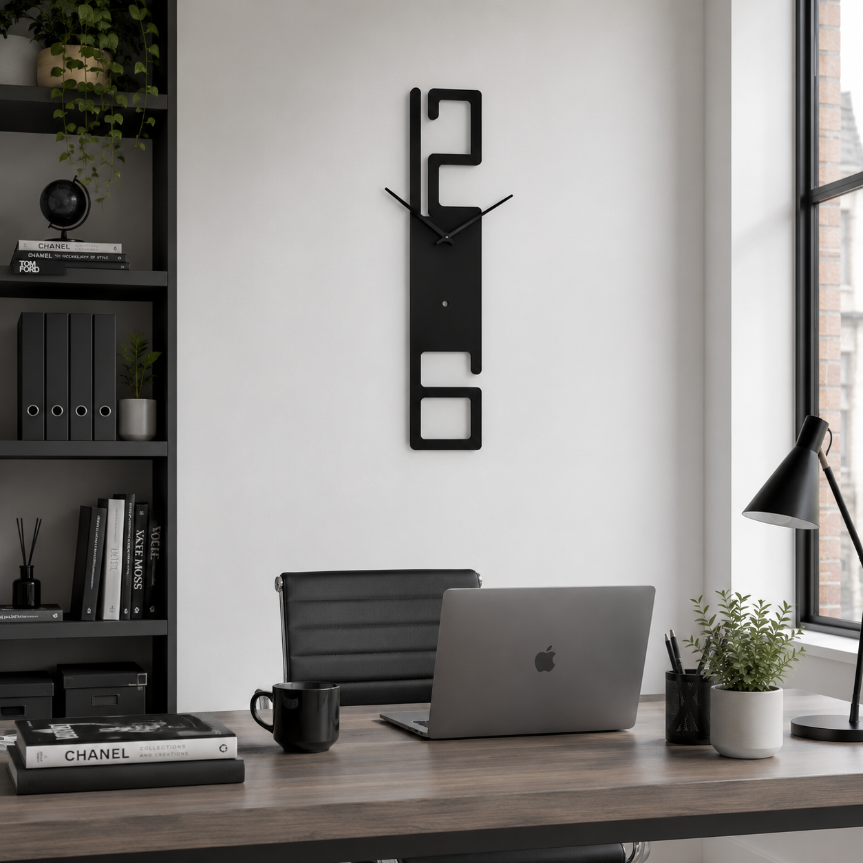 Laser Cut Modern Vertical Contemporary Metal Wall Clock - view 2