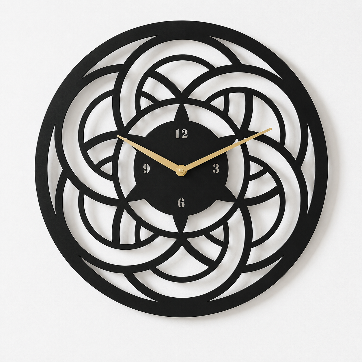Laser Cut Openwork Floral Mandala Metal Wall Clock