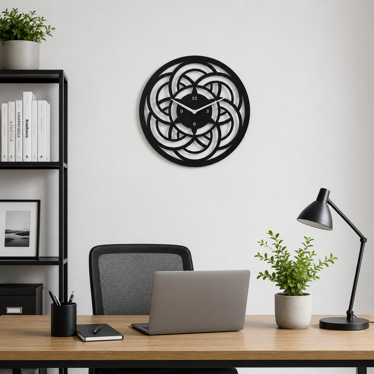 Laser Cut Openwork Floral Mandala Metal Wall Clock - view 3