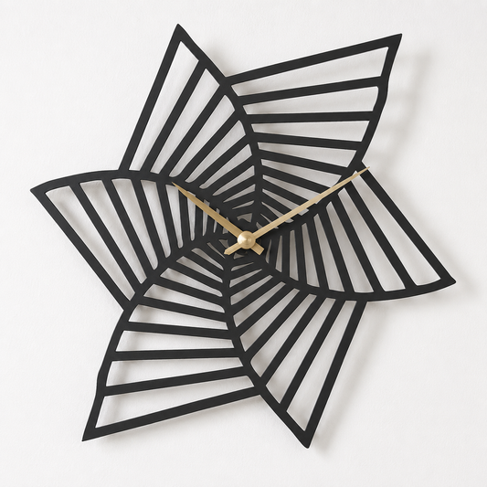 Laser Cut Spiral Pinwheel Star Metal Wall Clock