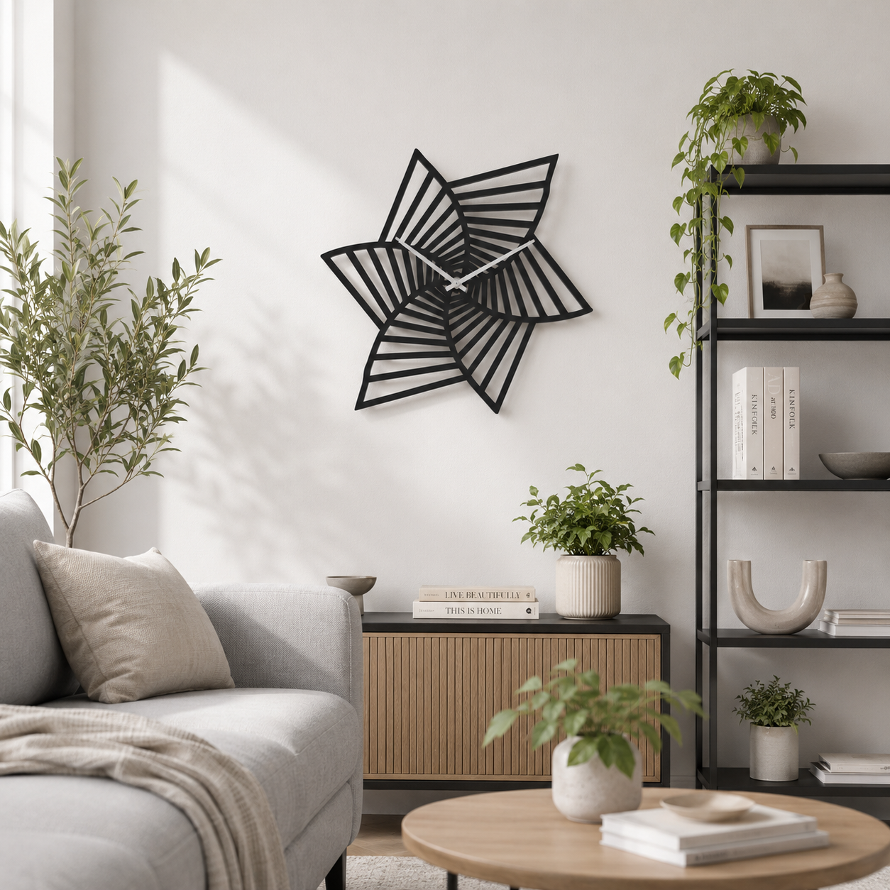 Laser Cut Spiral Pinwheel Star Metal Wall Clock - view 4