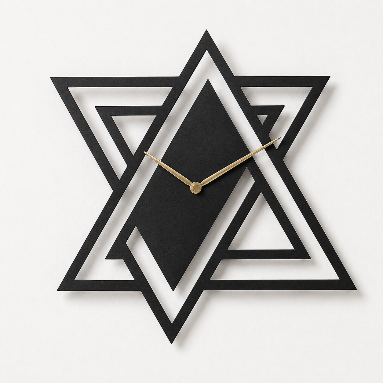 Laser Cut Star Triangle Geometric Metal Wall Clock