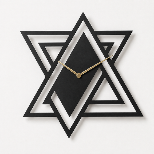 Laser Cut Star Triangle Geometric Metal Wall Clock
