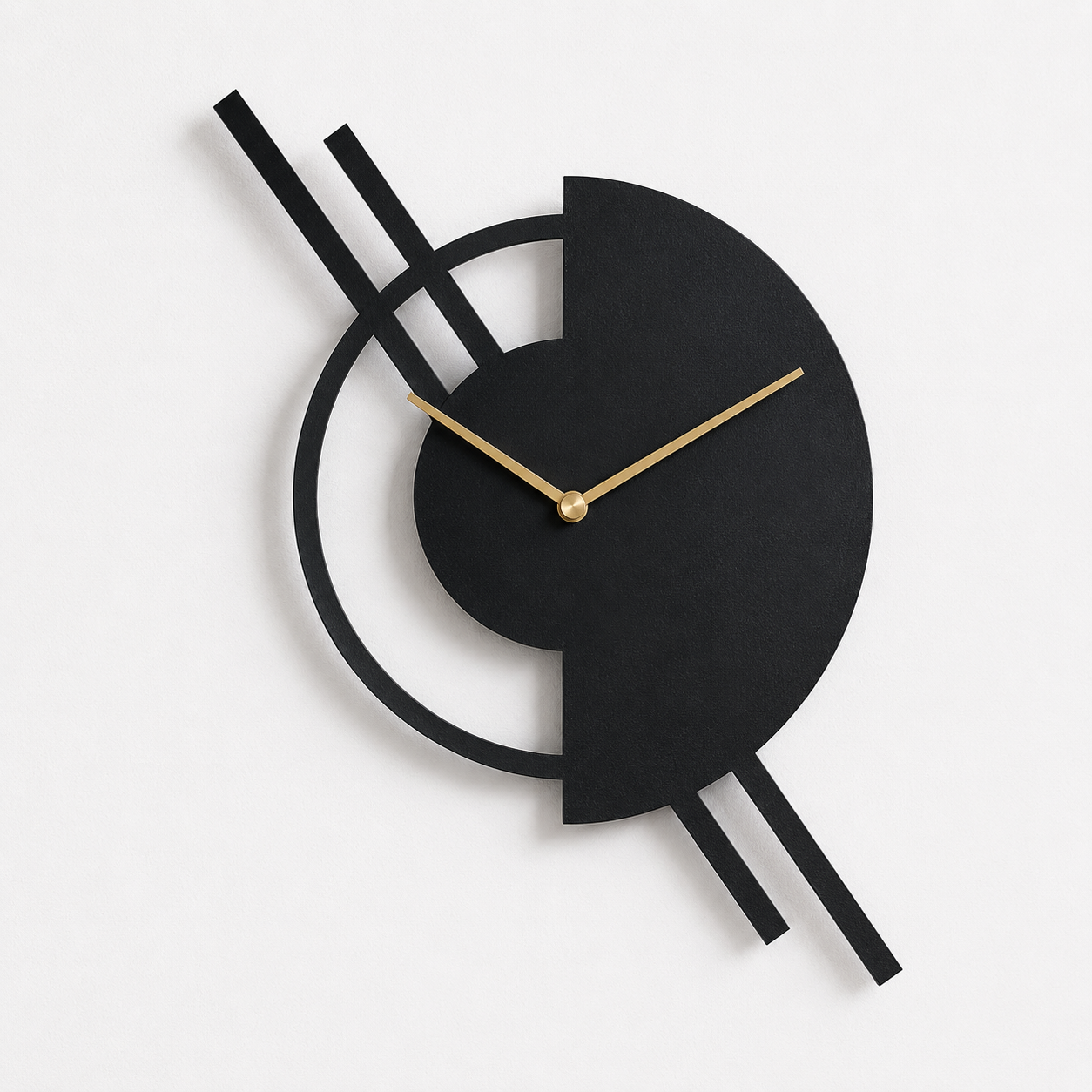 Laser Cut Stylish Half Moon Metal Wall Clock