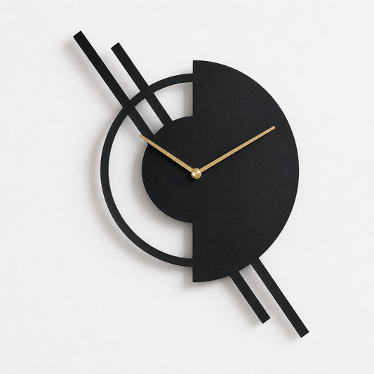 Laser Cut Stylish Half Moon Metal Wall Clock