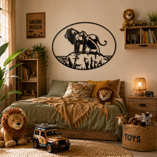 Lion Family On Rock Metal Wall Art - view 2