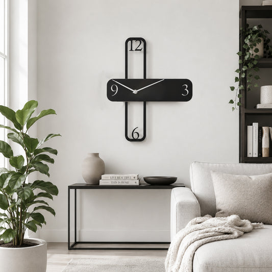 Minimalist Cross Bar Modern Metal Wall Clock - view 2