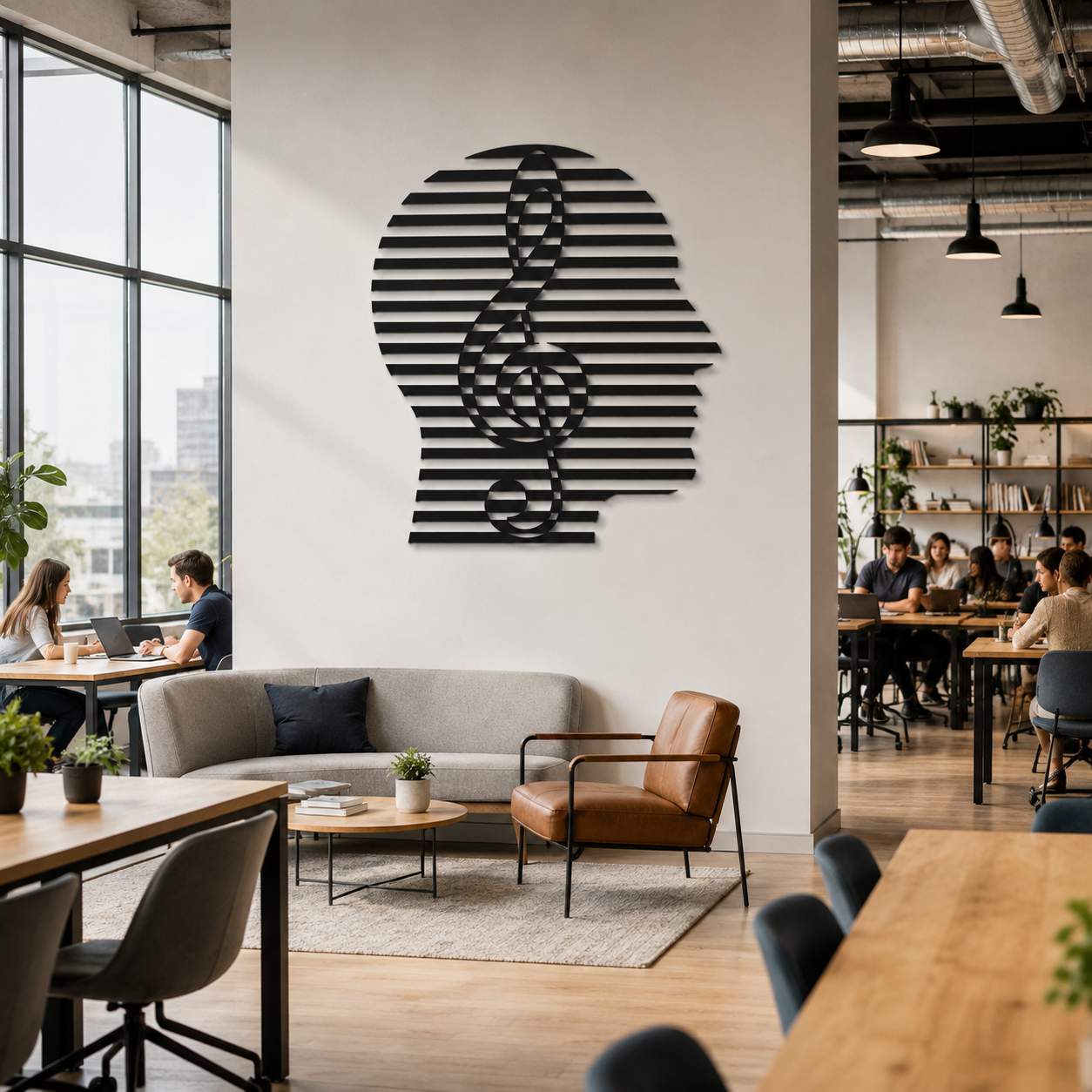 Music Lover Treble Clef Head Silhouette Metal Wall Art