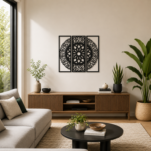 Ornate Mandala Floral Circle Metal Wall Art