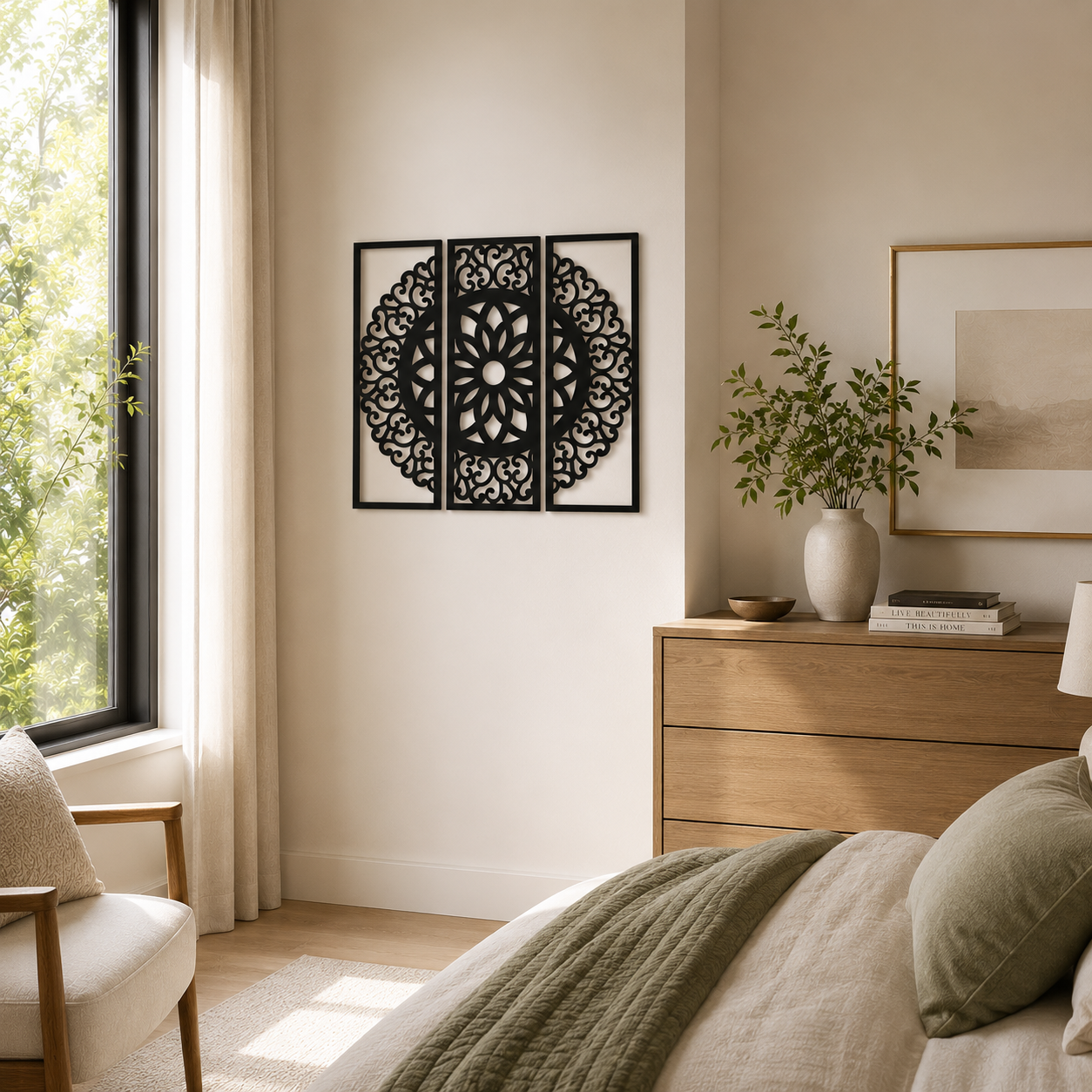 Ornate Mandala Floral Circle Metal Wall Art - view 3