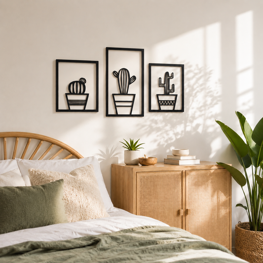 Potted Cactus Trio 3 Piece Metal Wall Art - view 2