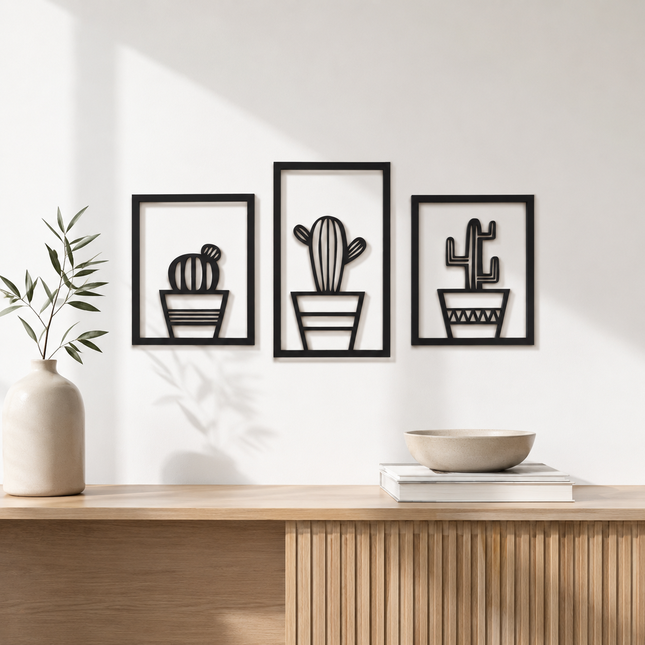 Potted Cactus Trio 3 Piece Metal Wall Art - view 3