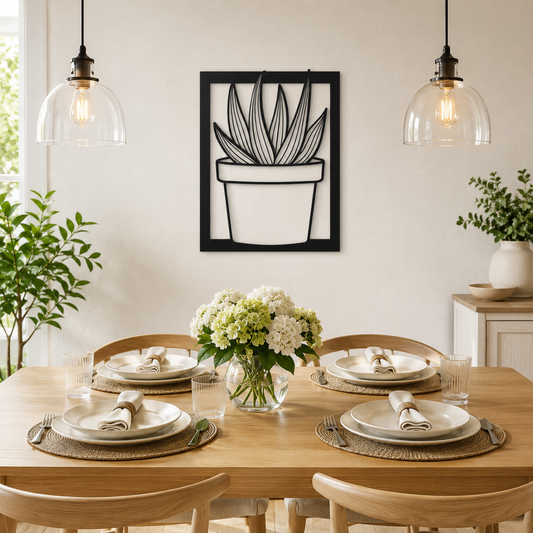 Potted Succulent Plant Metal Wall Art - view 2
