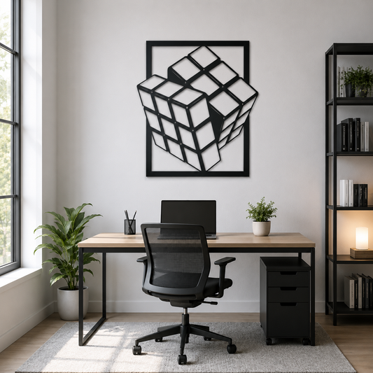 Rubik's Cube Puzzle Metal Wall Art - view 2