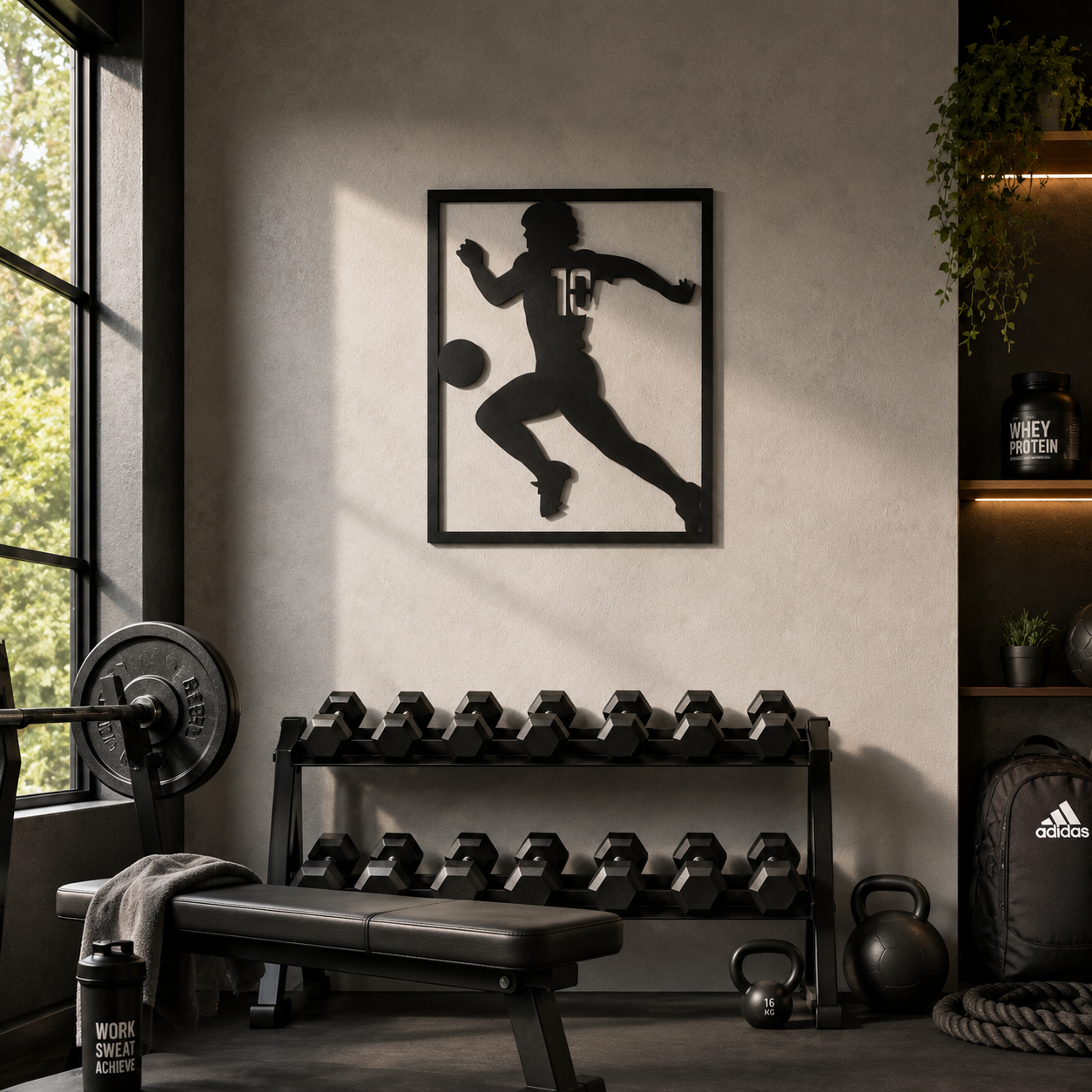 Soccer Player Action Silhouette Metal Wall Art - view 2