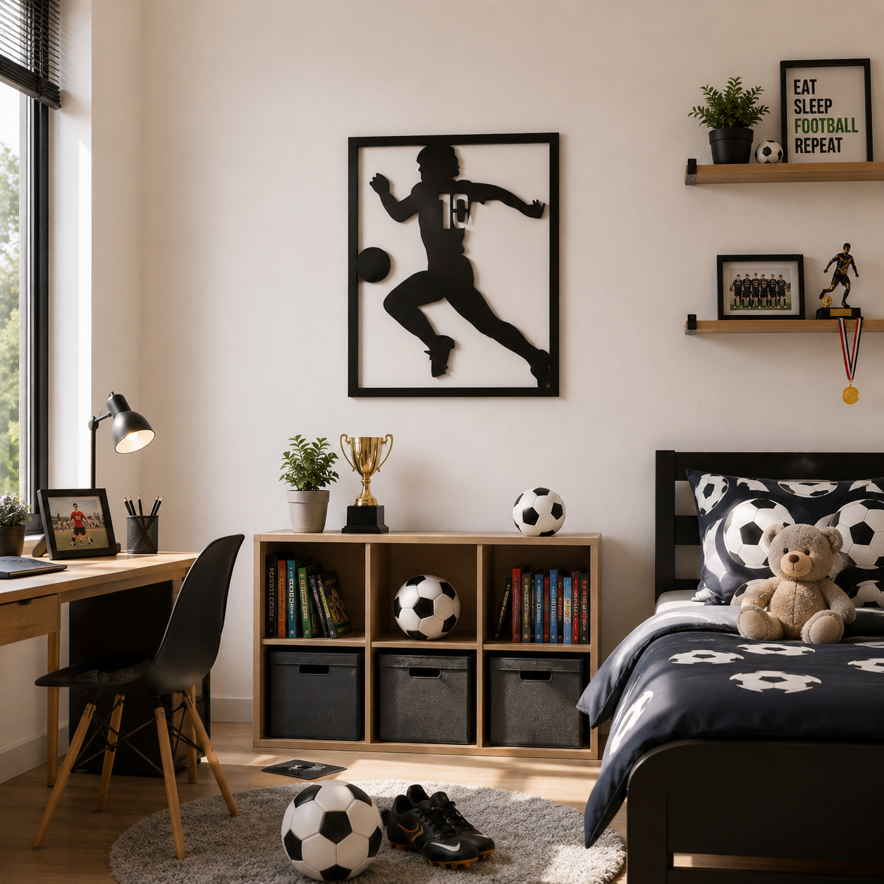 Soccer Player Action Silhouette Metal Wall Art - view 4