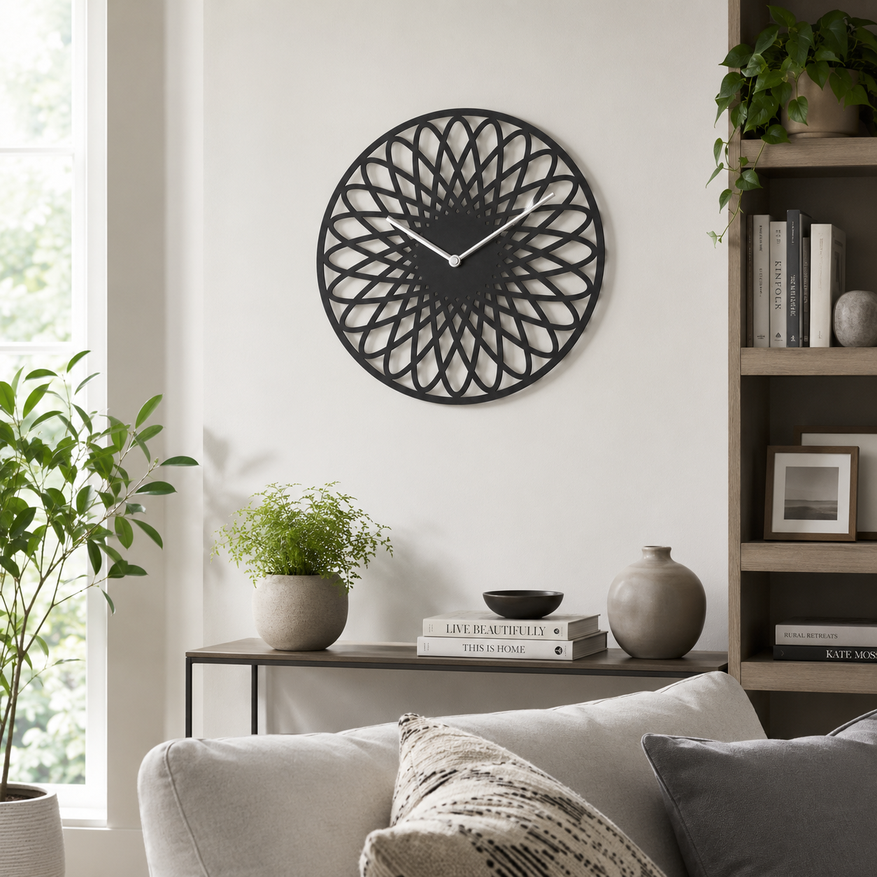 Spirograph Bloom Geometric Metal Wall Clock - view 2