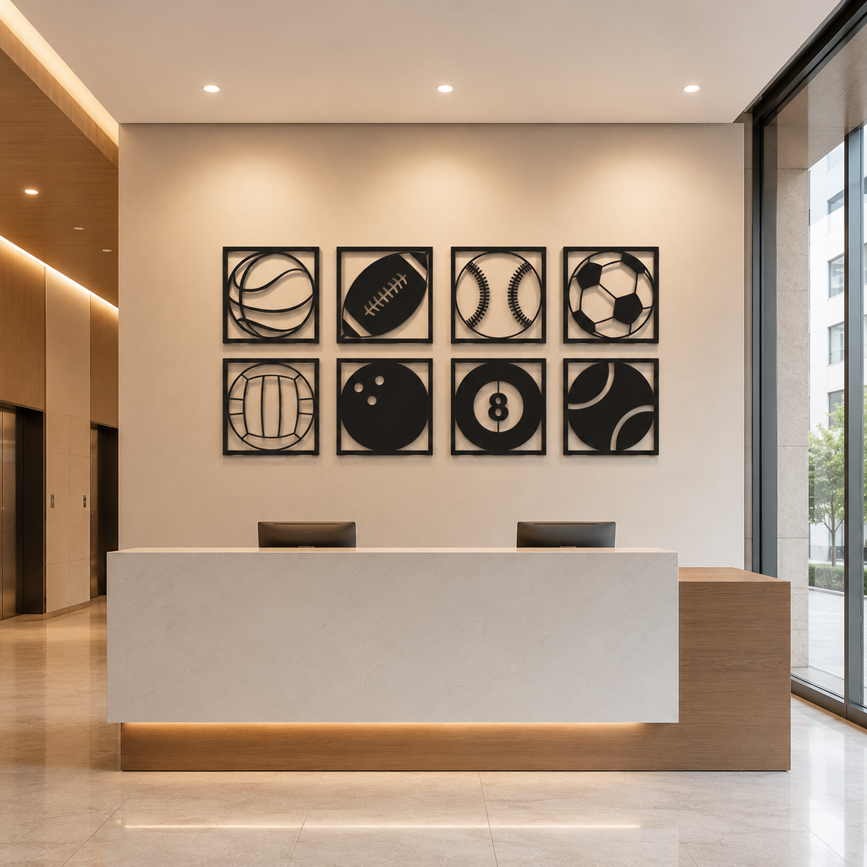 Sports Balls Geometric Metal Wall Art Set