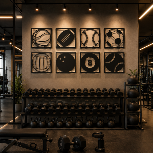 Sports Balls Geometric Metal Wall Art Set - view 2