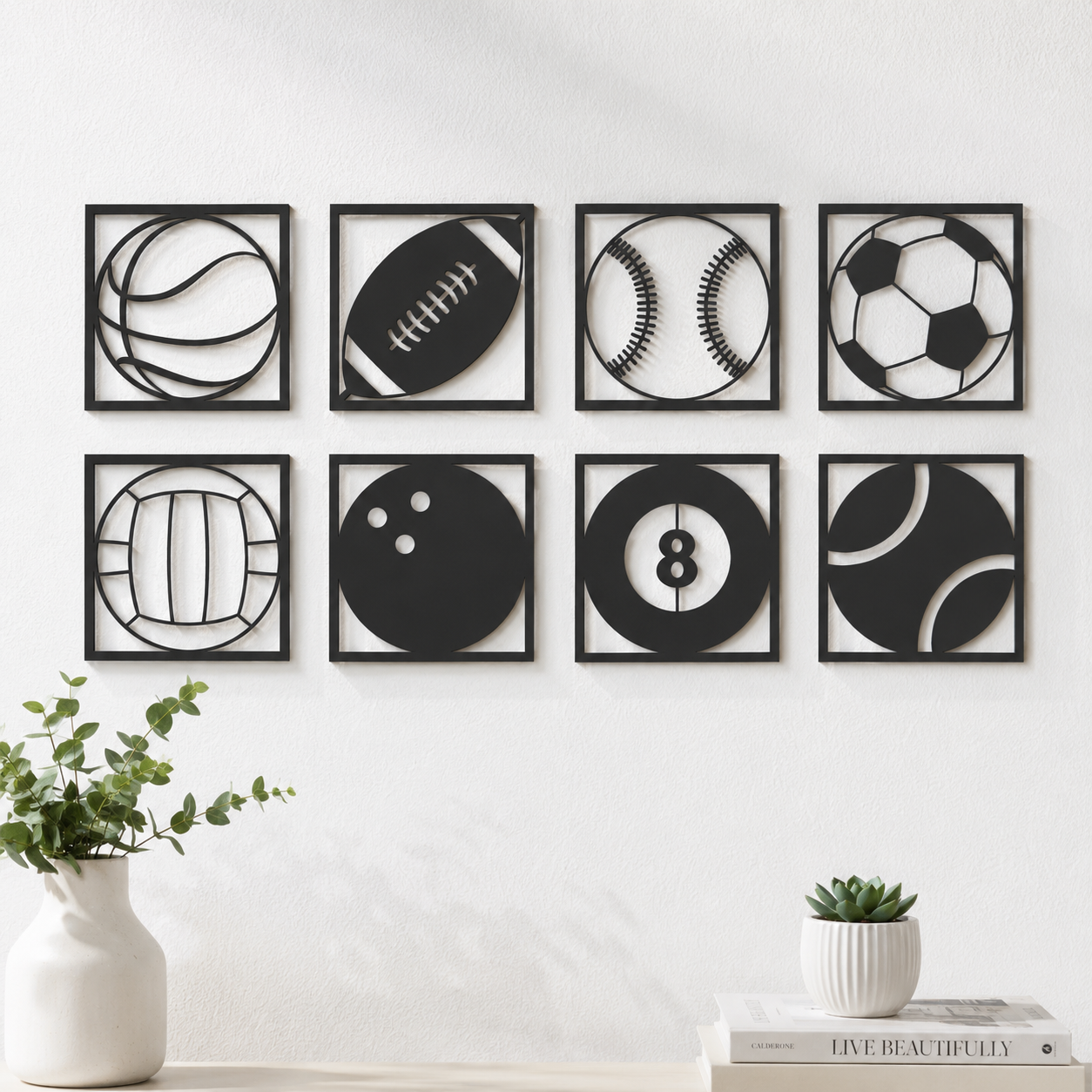 Sports Balls Geometric Metal Wall Art Set - view 3