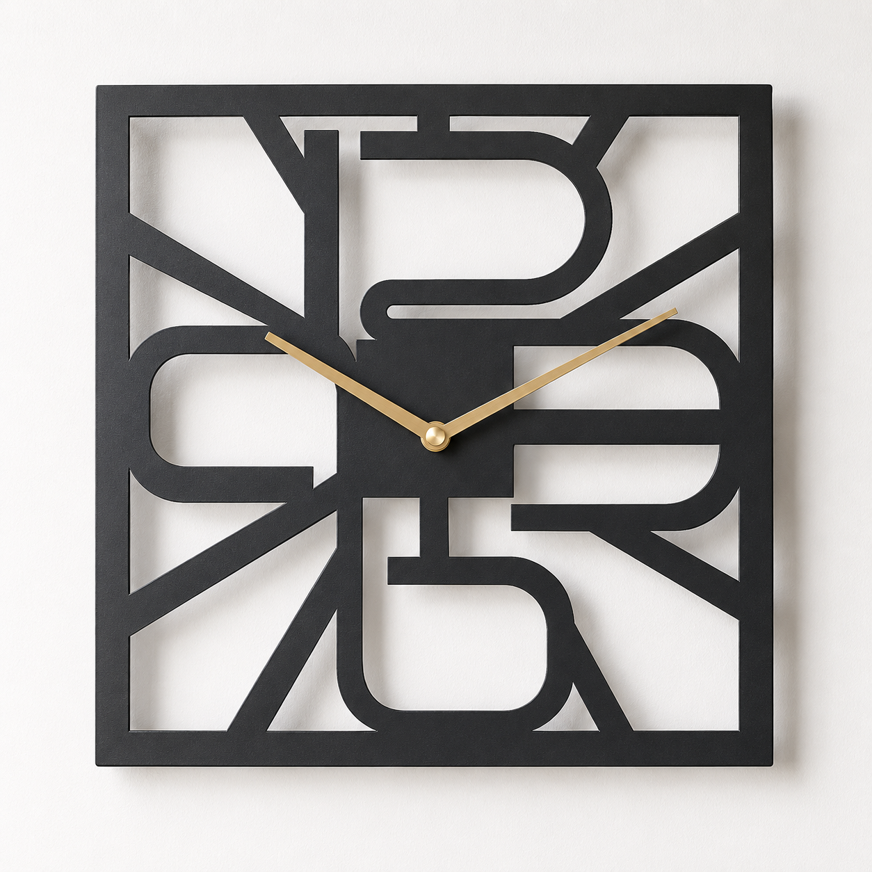 Square Sunburst Bold Numerals Metal Wall Clock