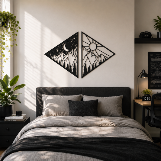Sun Moon Mountain Diamond Metal Wall Art - view 2